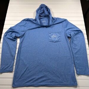 Guy Harvey Original Sun Shirt Hoodie Mens S Blue Marlin‎ Graphic RN123187